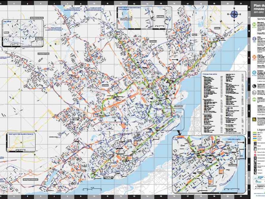 Mapa de la red de transporte de la ciudad de Quebec.