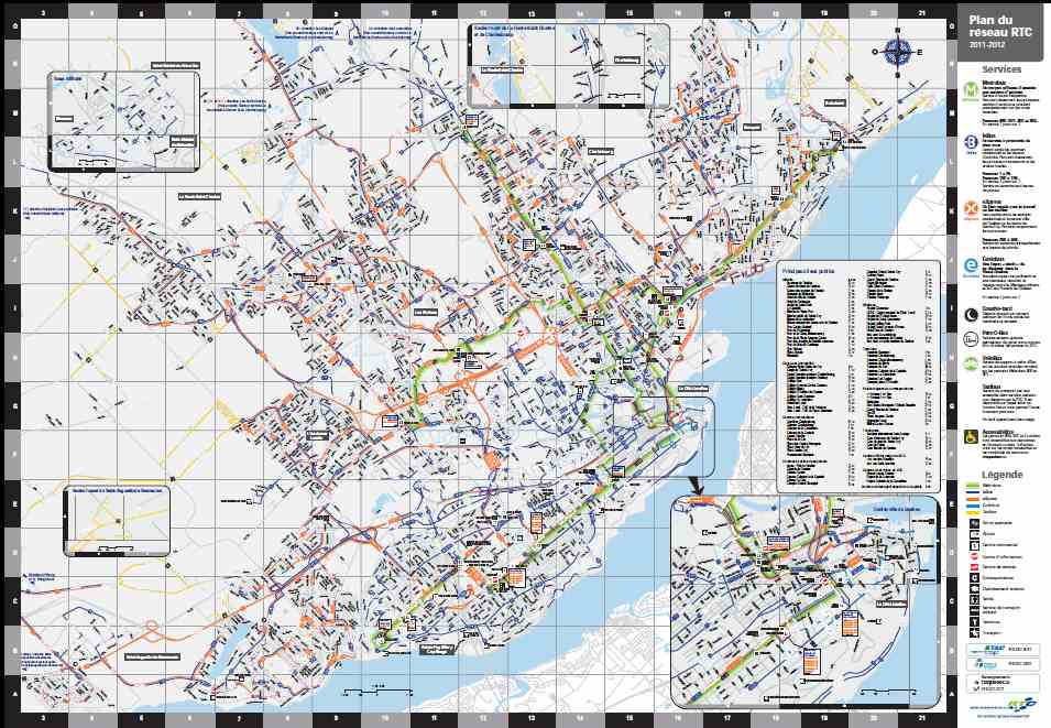 Mapa de la red de transporte de la ciudad de Quebec.